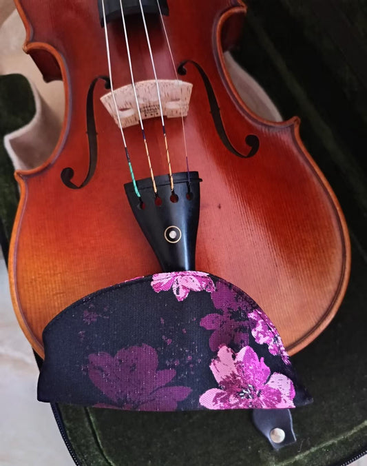 Pink and Black Chinrest Cover (100% silk Song brocade) for Violin/Viola