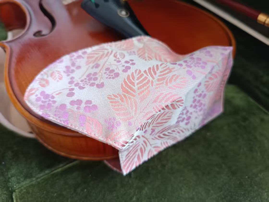 Chinrest Cover (100% silk Song brocade) for Violin/Viola (Pink)