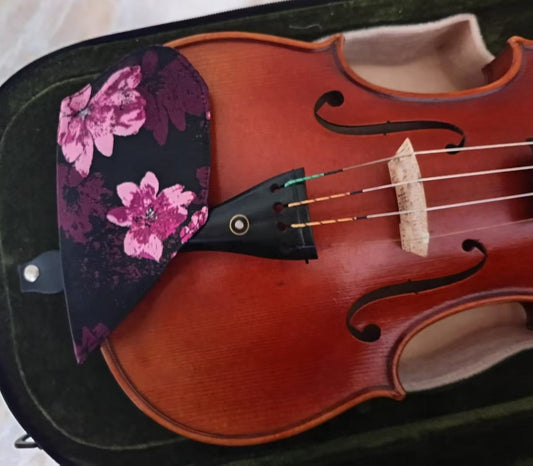 Pink and Black Chinrest Cover (100% silk Song brocade) for Violin/Viola