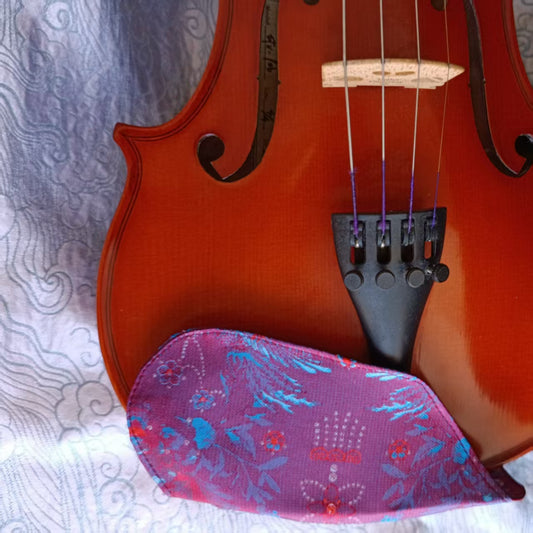 Kingfisher Chinrest Cover (100% silk Song brocade) for Violin/Viola